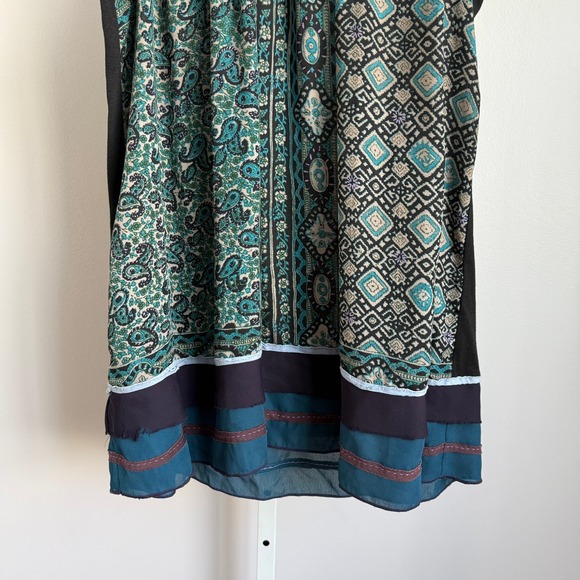One September‎ Tank Top Sleeveless Teal Blue Paisley Geometric Print Size L - Picture 3 of 6